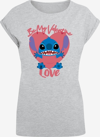 ABSOLUTE CULT T-Shirt 'Lilo And Stitch - Be My Valentines Love' in Grau: predná strana