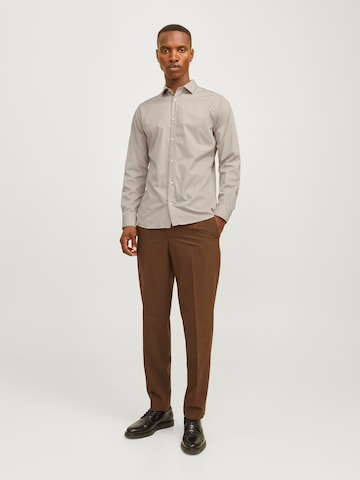 JACK & JONES Slim fit Overhemd 'JJJoe' in Beige