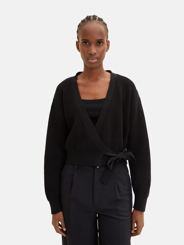 TOM TAILOR DENIM Knit cardigan in Black: front