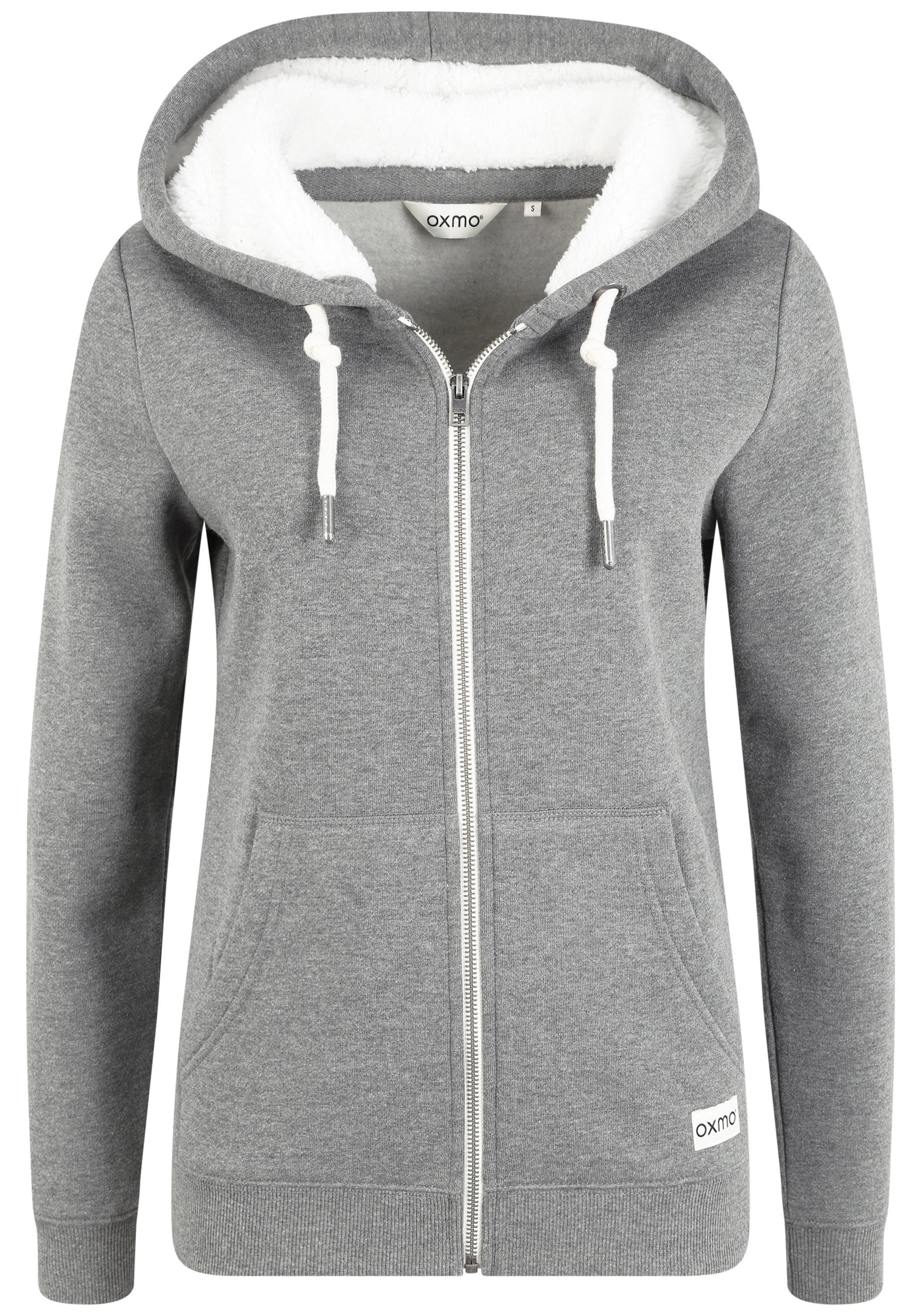 Oxmo Sweatjacke 'Binja' in Grau: Vorderseite