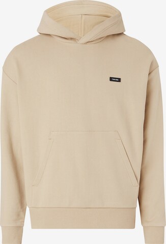 Sweat-shirt Calvin Klein en beige : devant