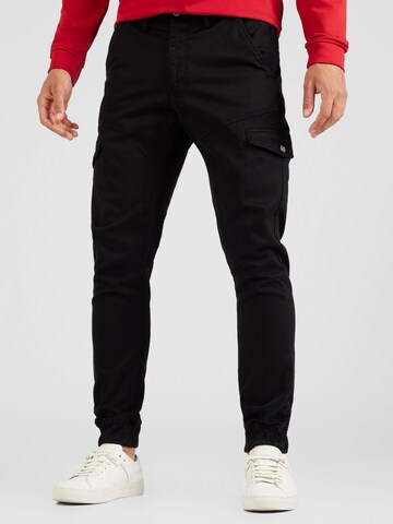 GUESS - Tapered Calças cargo 'New Kombat' em preto: frente