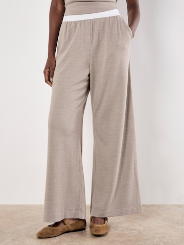 Apricot Wide Leg Mini Dogtooth Soft Wide Leg Trousers ' ' in Beige: Vorderseite