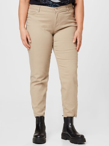 Vero Moda Curve Regular Chino Pants 'HOT SEVEN' in Brown: front