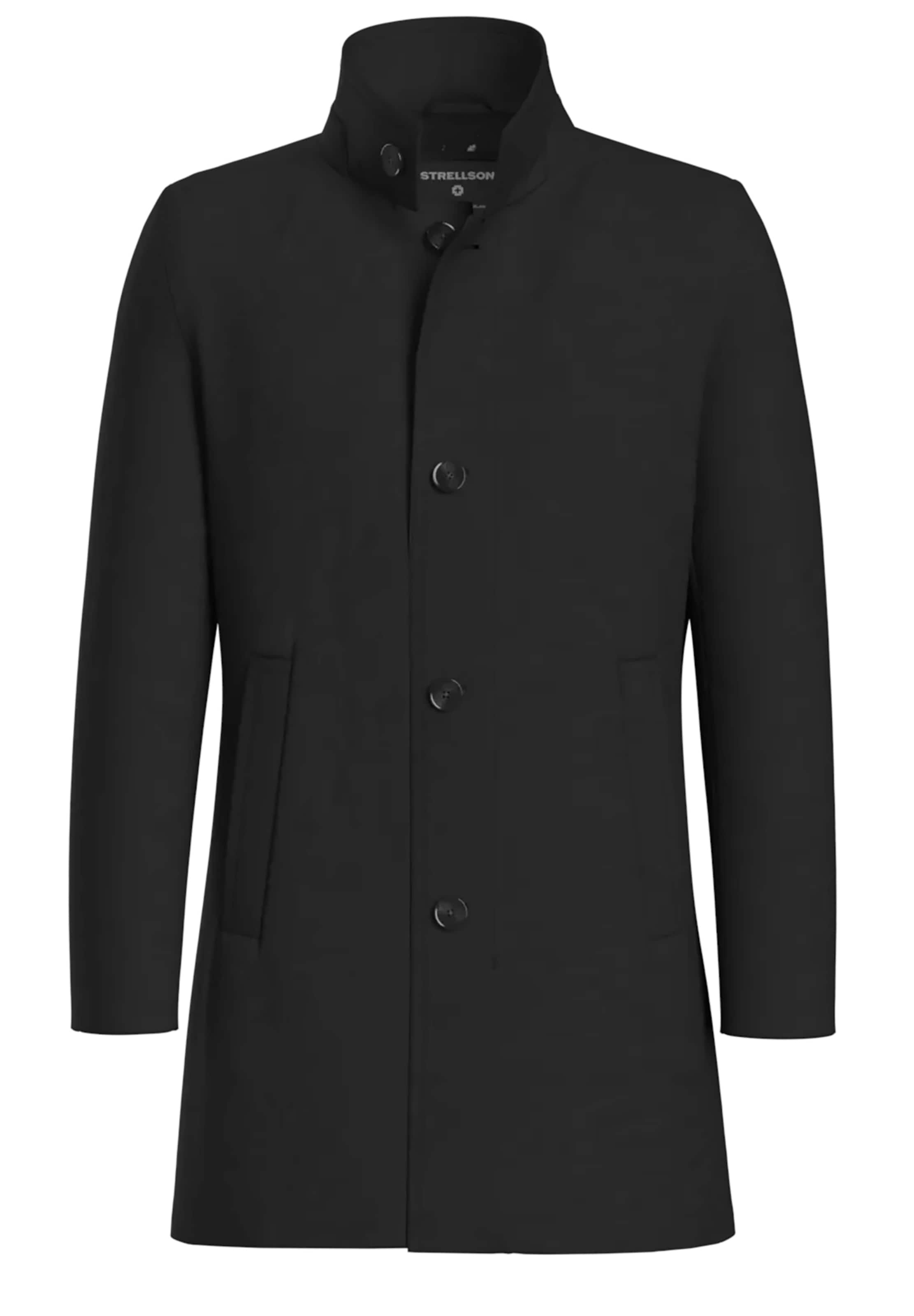 STRELLSON Between-Seasons Coat 'Fynn Flex' in Black: front