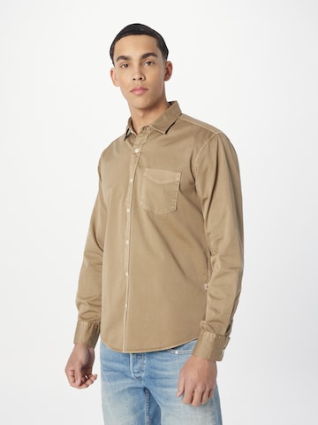 REPLAY Regular fit Button Up Shirt in Brown: front