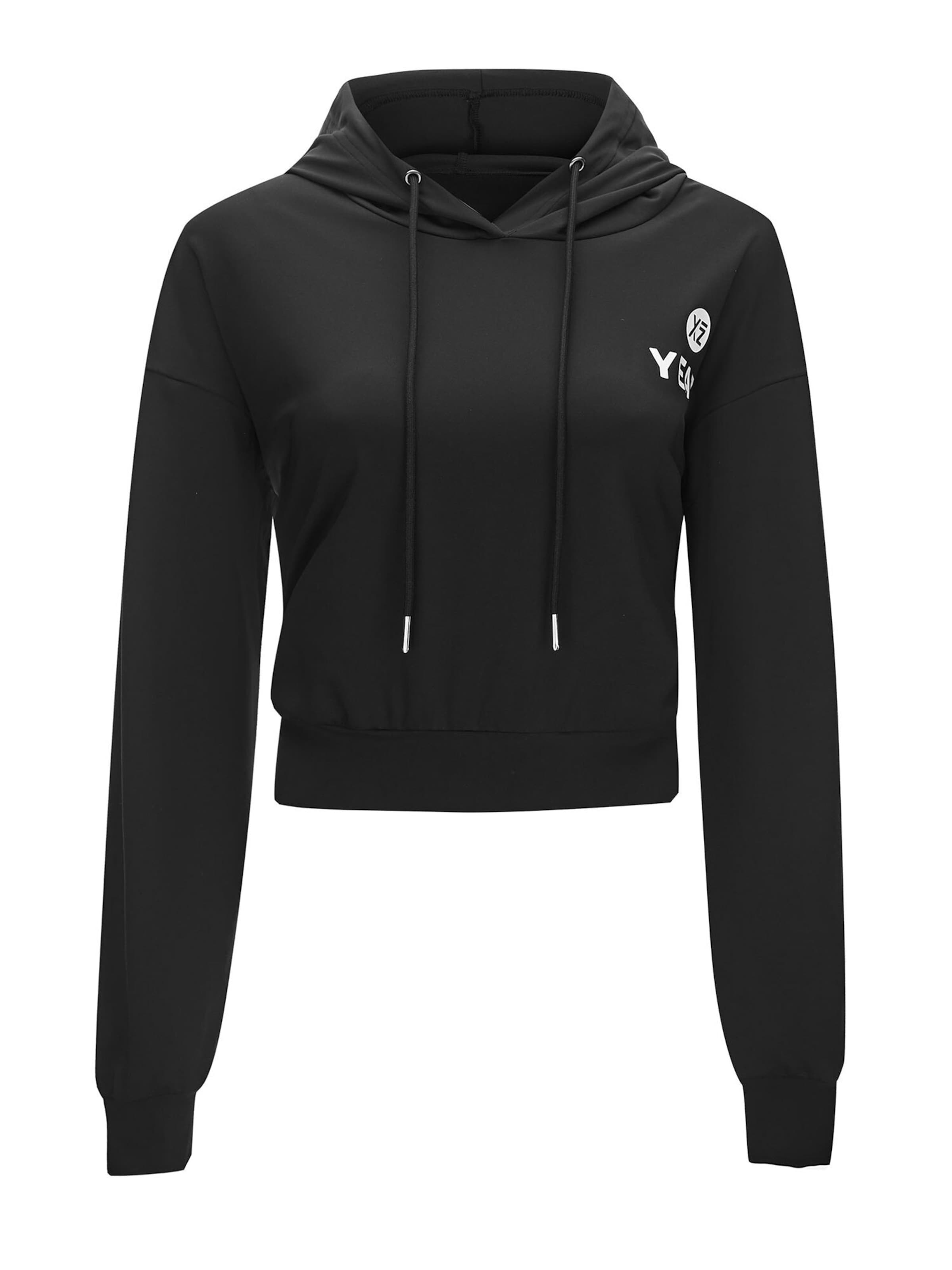 YEAZ Αθλητική μπλούζα φούτερ 'Mood' σε μαύρο: μπροστά