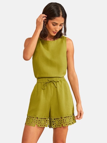 love & roses Broek in Groen: voorkant