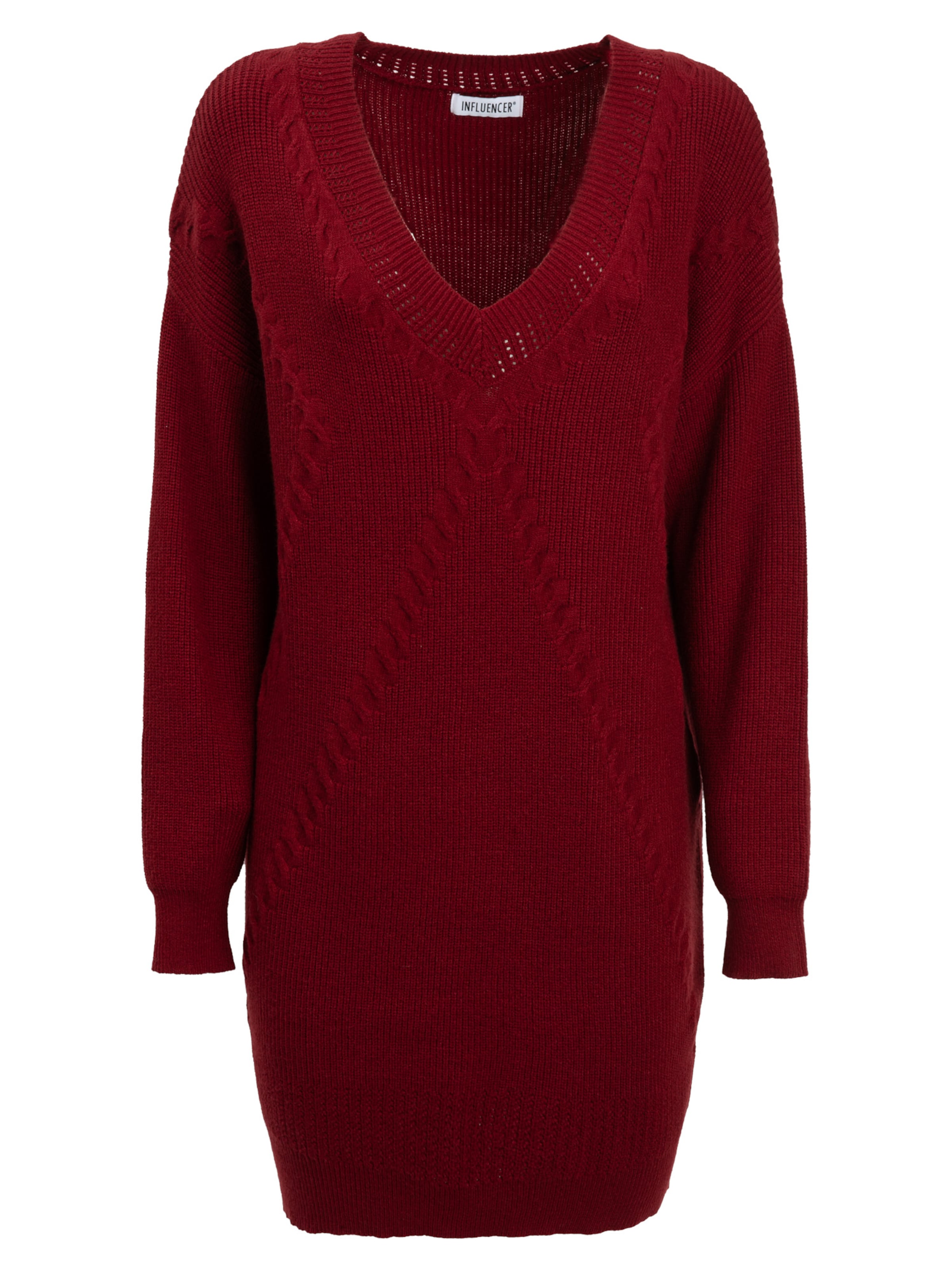 Influencer Stickad klänning i röd: framsida