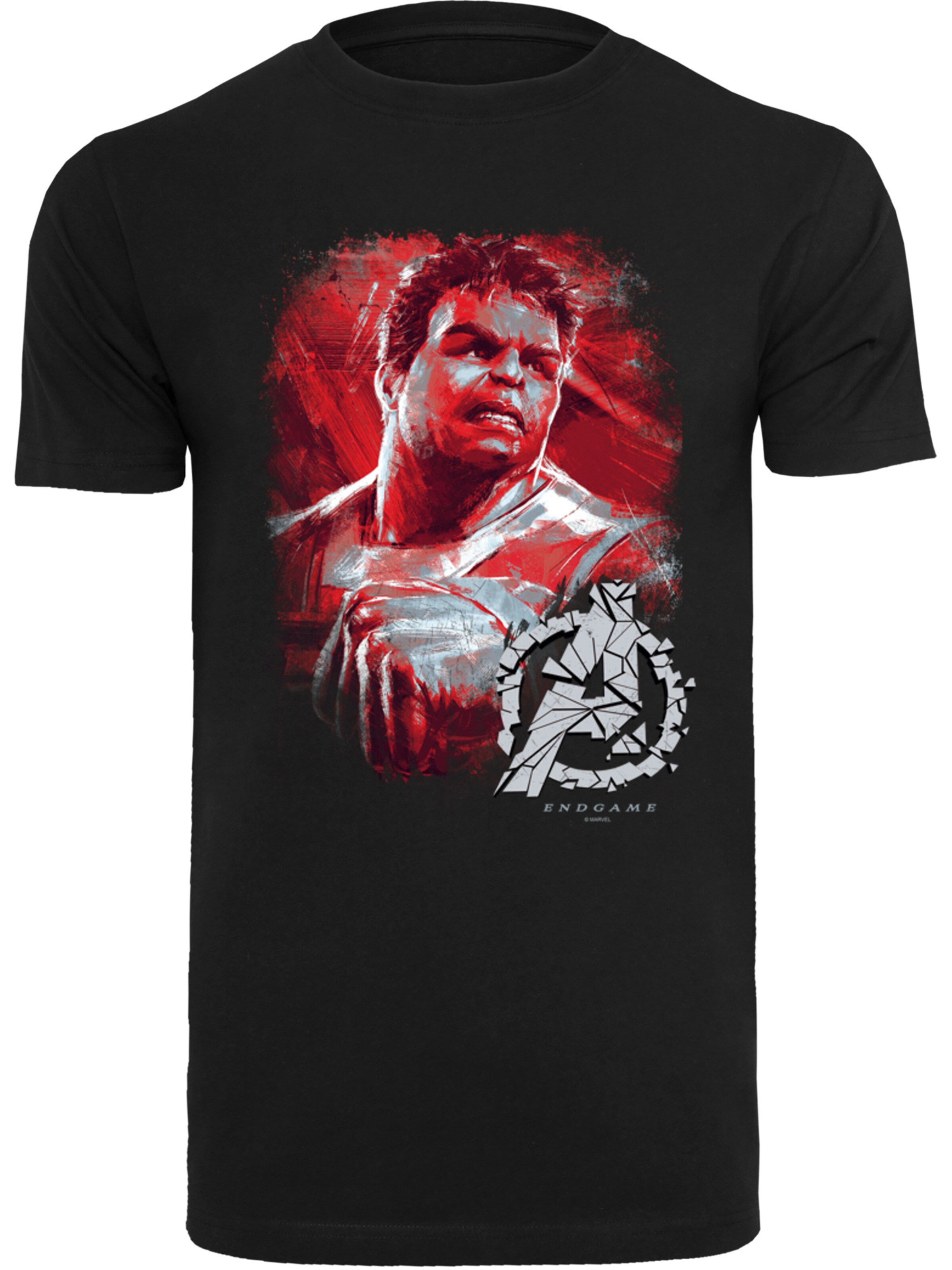 F4NT4STIC Shirt 'Marvel Avengers Endgame Hulk Brushed' in Zwart: voorkant