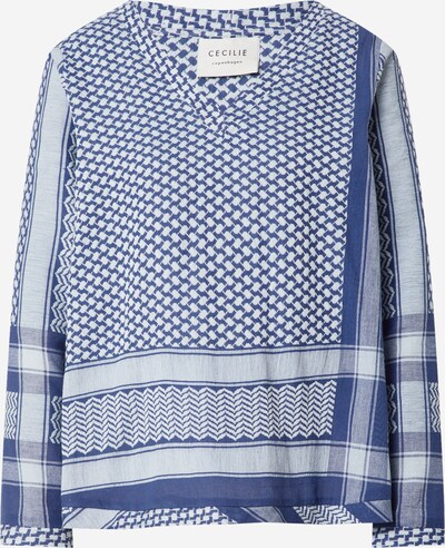 Cecilie Copenhagen Bluse in taubenblau / weiß, Produktansicht