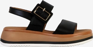 Sandales 'TwistNappa-Sandalen aus Leder mit Keilabsatz und Flechtmuster' GABOR en noir : devant
