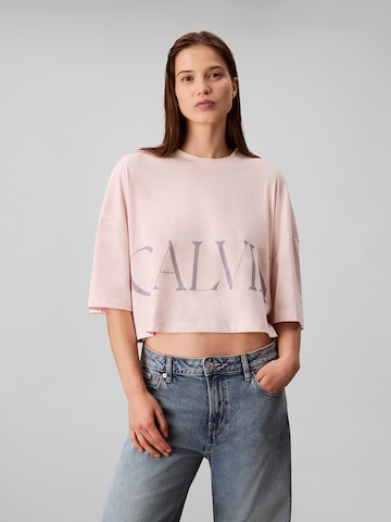Tricou de la Calvin Klein Jeans pe roz: față