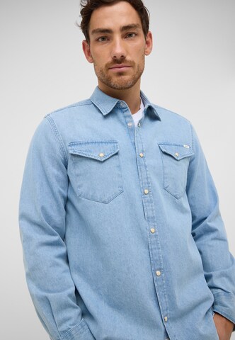 MUSTANG Comfort fit Button Up Shirt 'Duver' in Blue