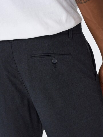Only & Sons Tapered Pleat-Front Pants 'LEO' in Blue