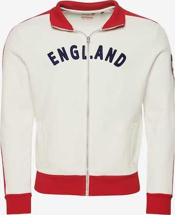 Superdry Athletic Zip-Up Hoodie 'Ringspun England' in White: front