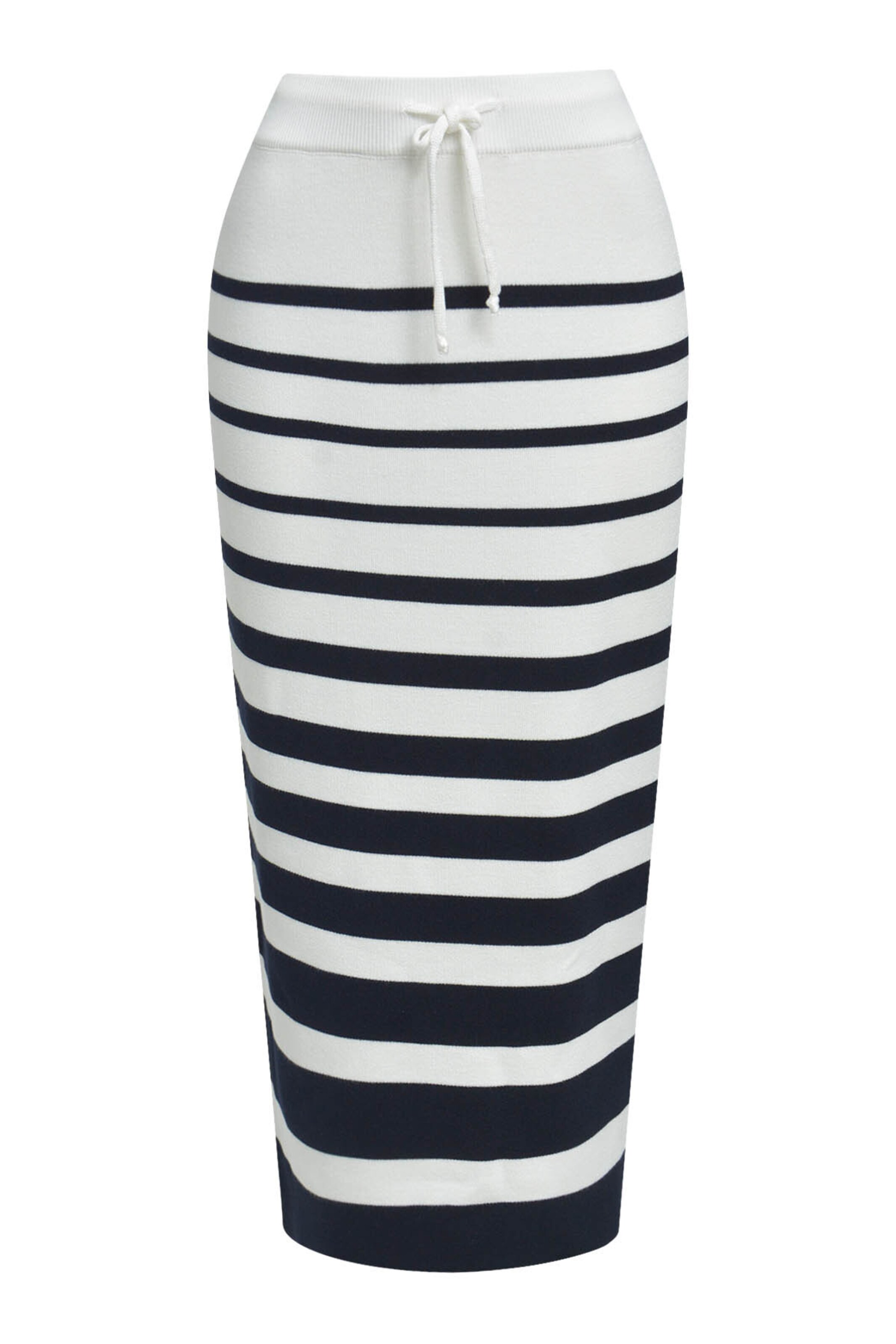 Smith&Soul Midirock Feinstrick mit Streifenmuster in wollweiß, Produktansicht