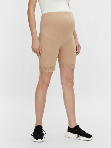 Skinny Leggings 'Lenna' MAMALICIOUS en beige : devant