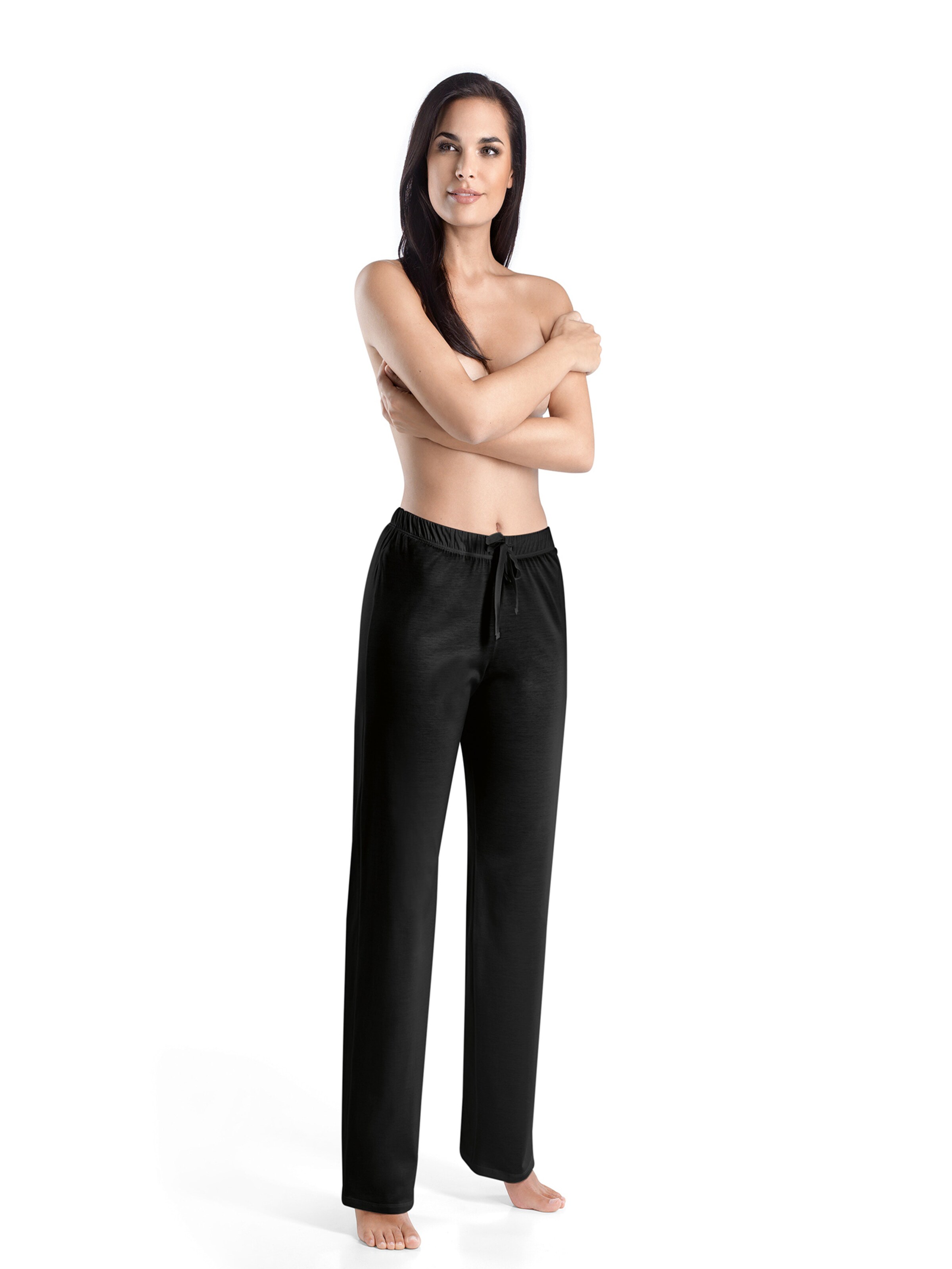 Loosefit Pantalon ' Cotton Deluxe ' Hanro en noir : devant