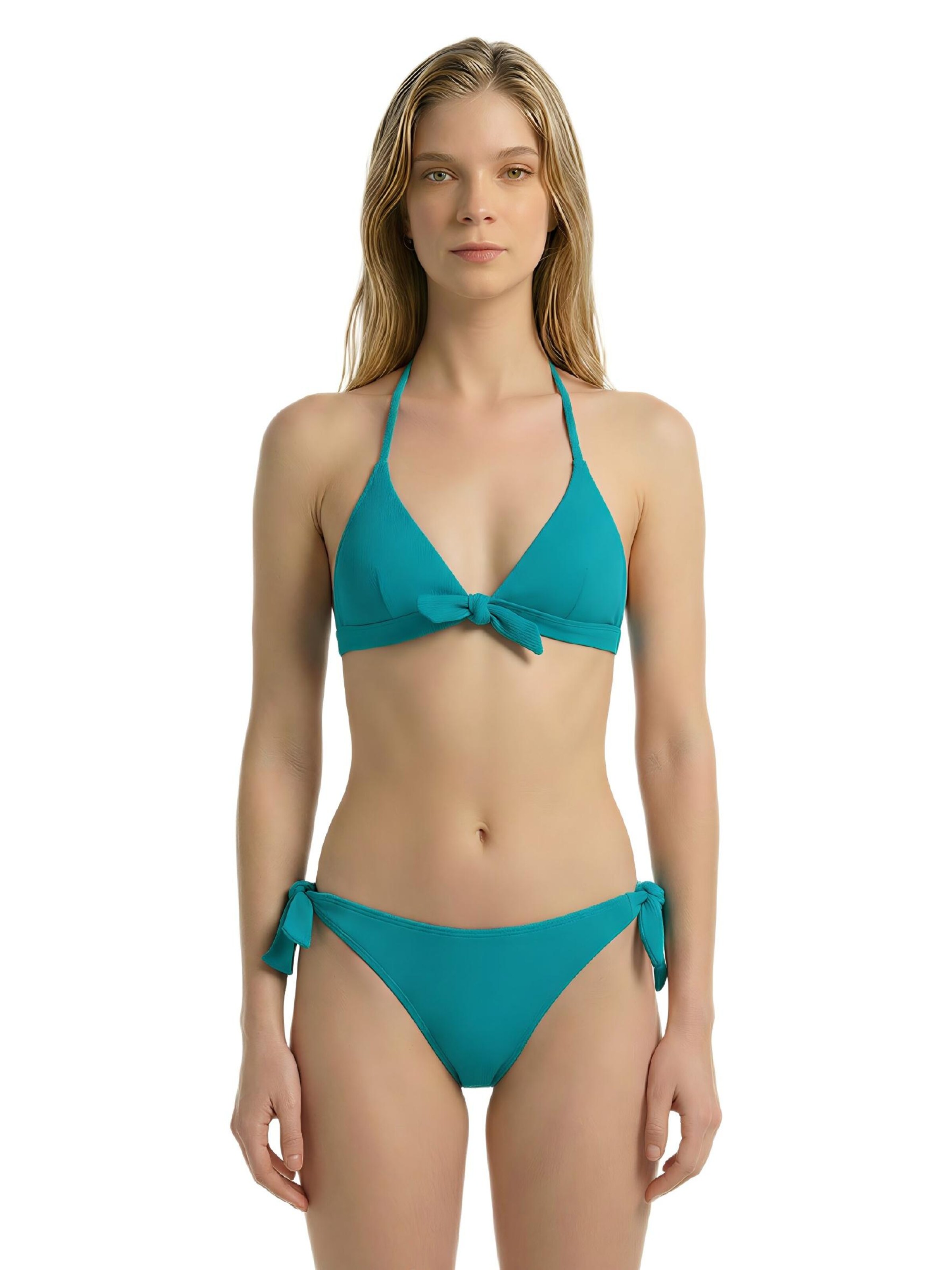 BONVERANO Classic Bikini 'Damen Bikini Set mit Schnürung, chlorresistent' in Blue: front