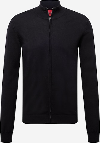HUGO Knit Cardigan 'San Matteo' in Black: front