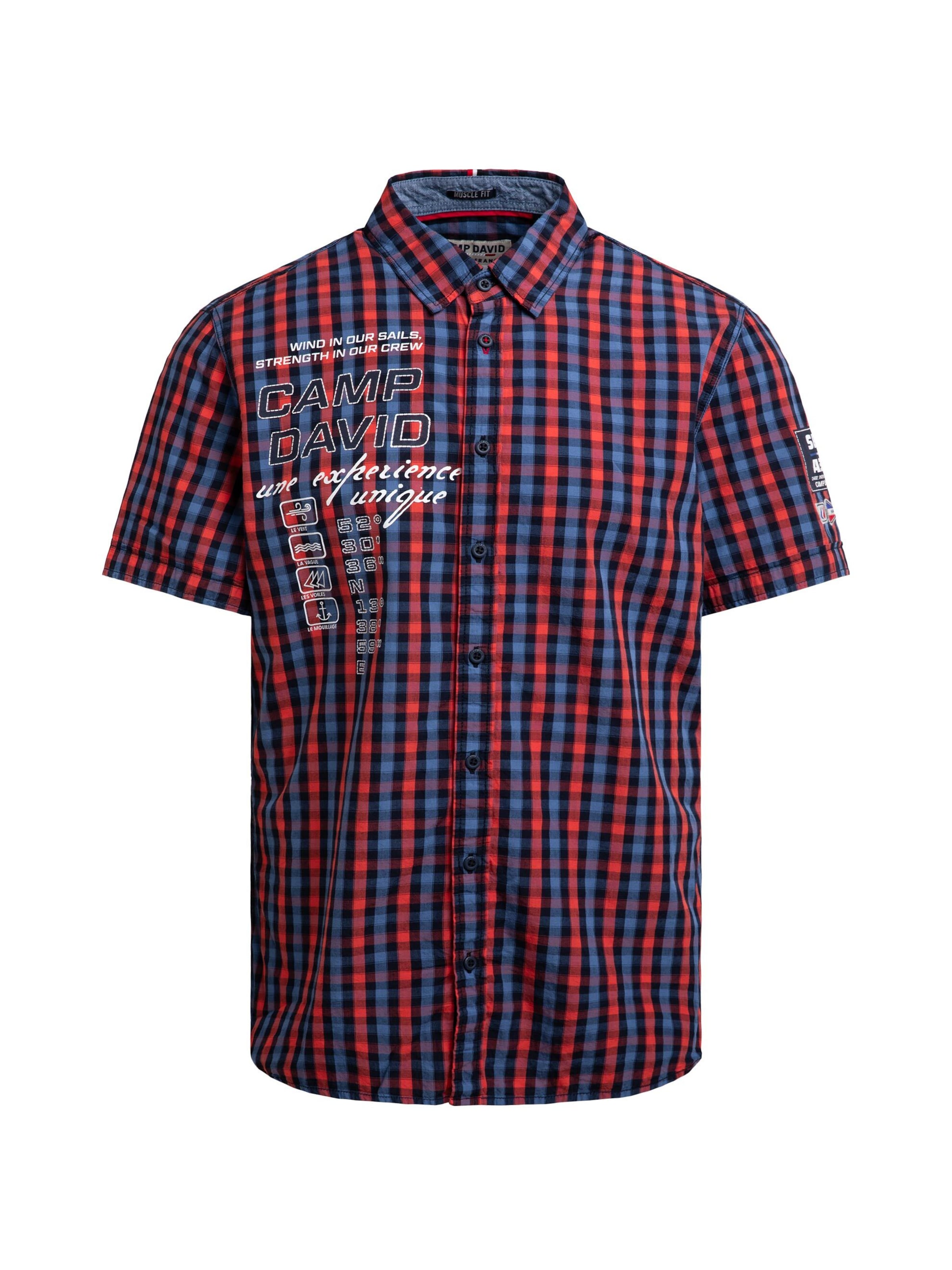 CAMP DAVID Slim fit Button Up Shirt in Orange: front