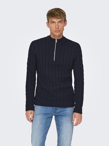 Only & Sons Свитер 'ONSKicker' в Синий: спереди
