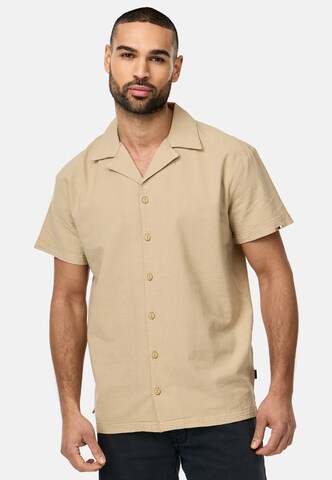 INDICODE JEANS Regular fit Button Up Shirt 'Rycroft' in Beige: front