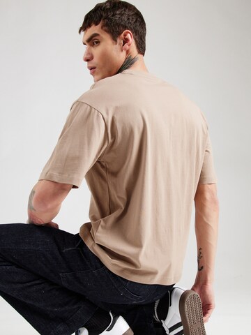 SELECTED HOMME T-Shirt 'SLHCOLMAN' in Beige
