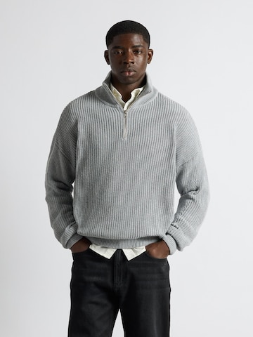 Burocs Sweater 'Knit Half-Zip' in Grey