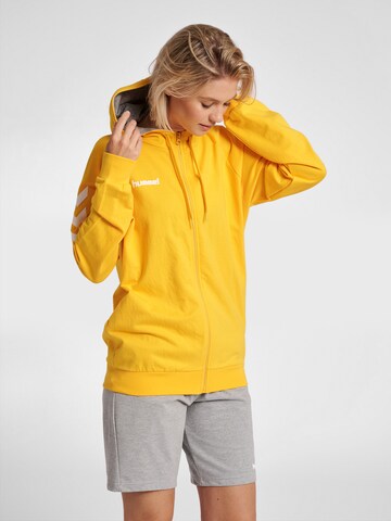 Hummel Athletic Zip-Up Hoodie in Yellow: front