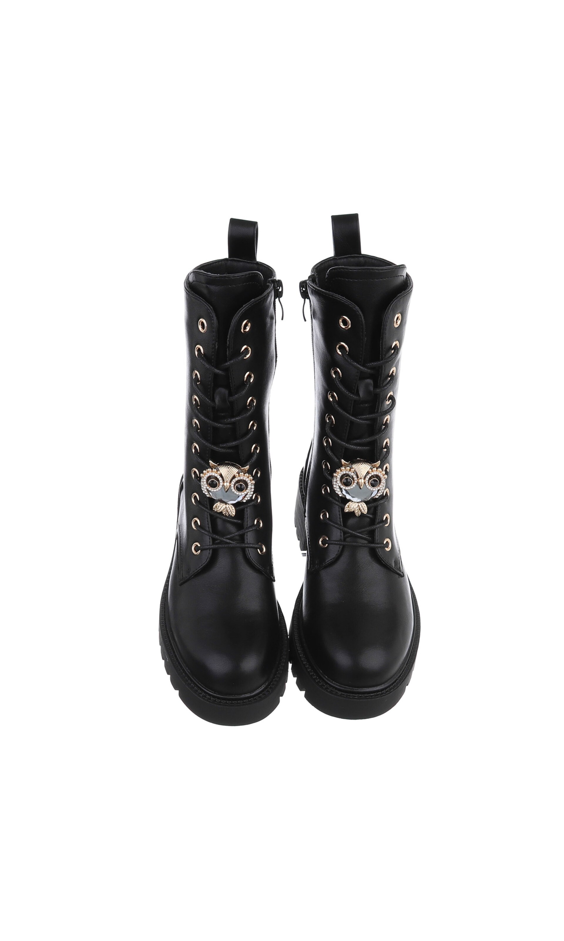 Ital-Design Schnürstiefelette in Schwarz