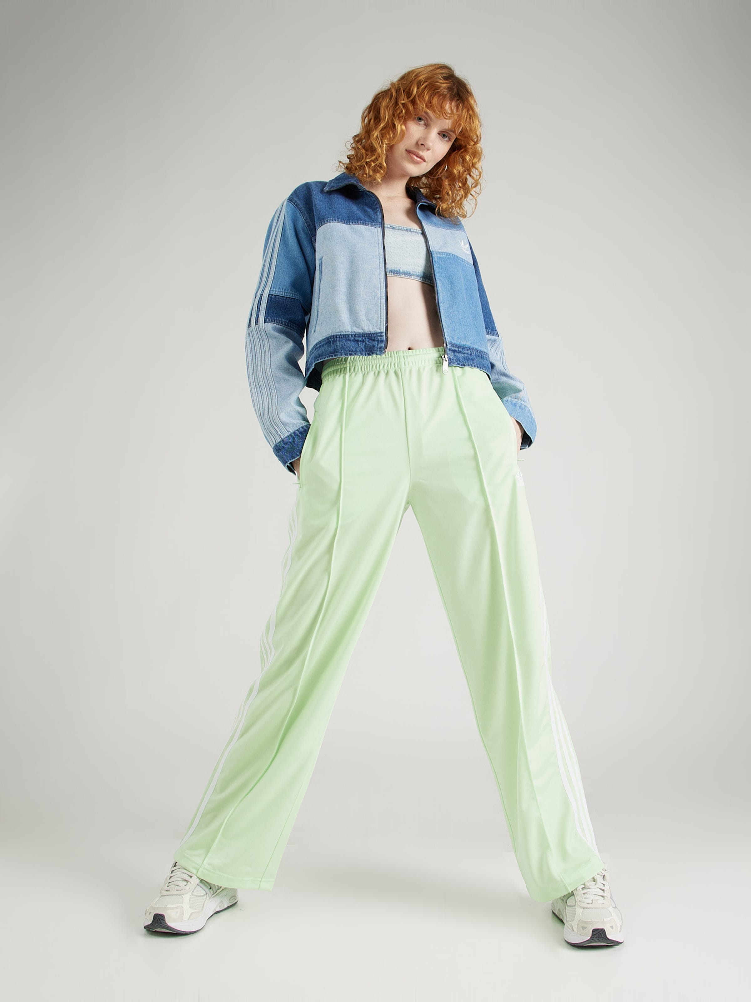 ADIDAS ORIGINALS Wide leg Pants Firebird in Light Green ABOUT YOU
