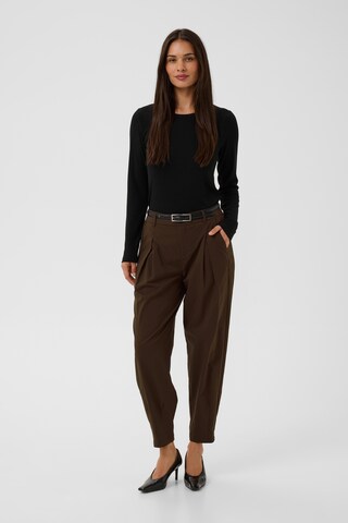 CULTURE Loose fit Pleat-Front Pants in Brown