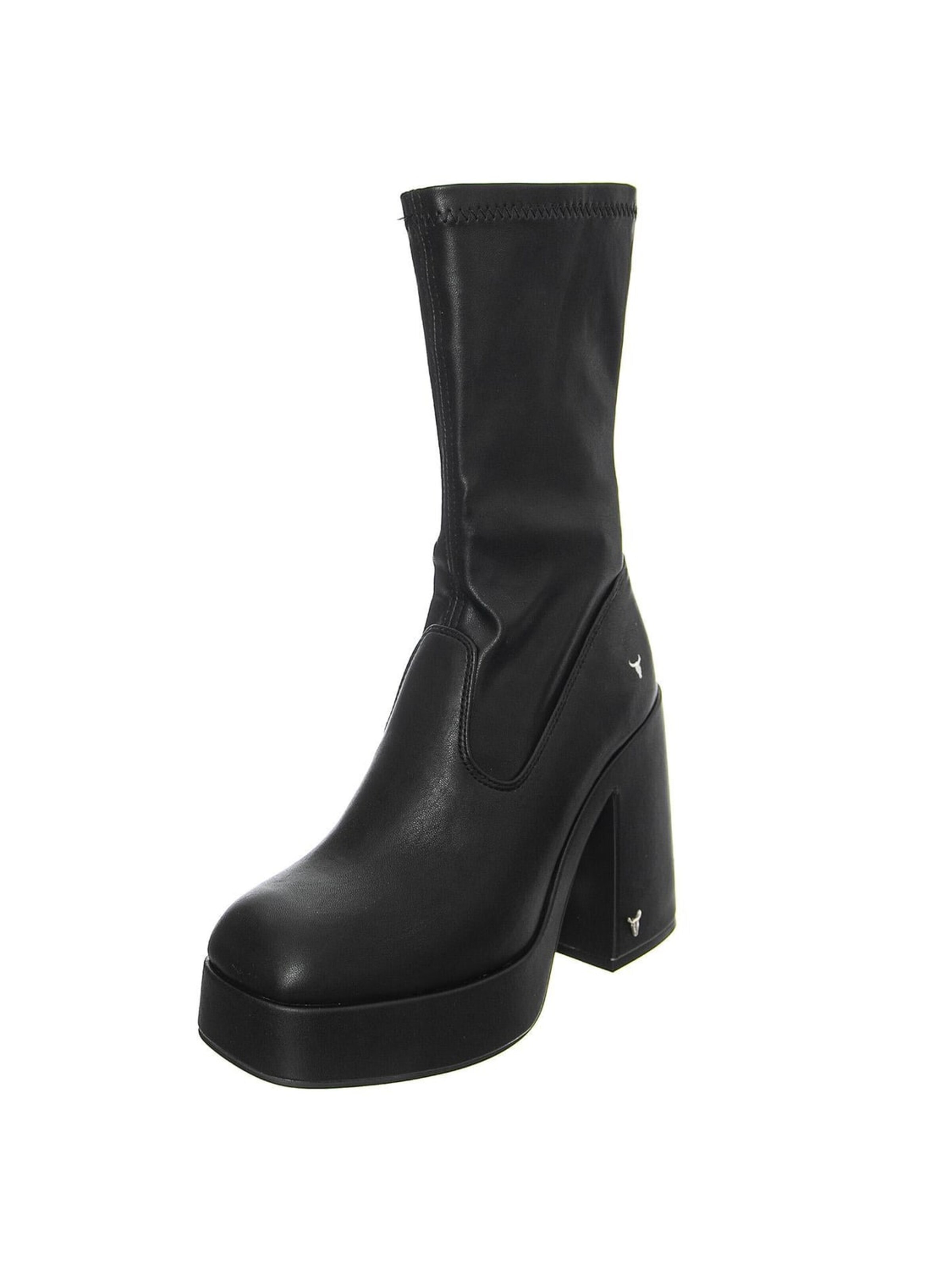Stivale 'W' Hidden Black Stretch Pu Boots' di Windsor Smith in nero: frontale