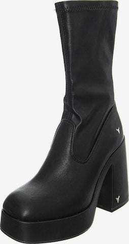 Stivale 'W' Hidden Black Stretch Pu Boots' di Windsor Smith in nero: frontale