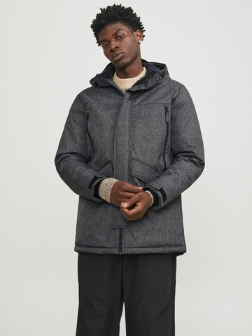 JACK & JONES Winter Parka in Black: front