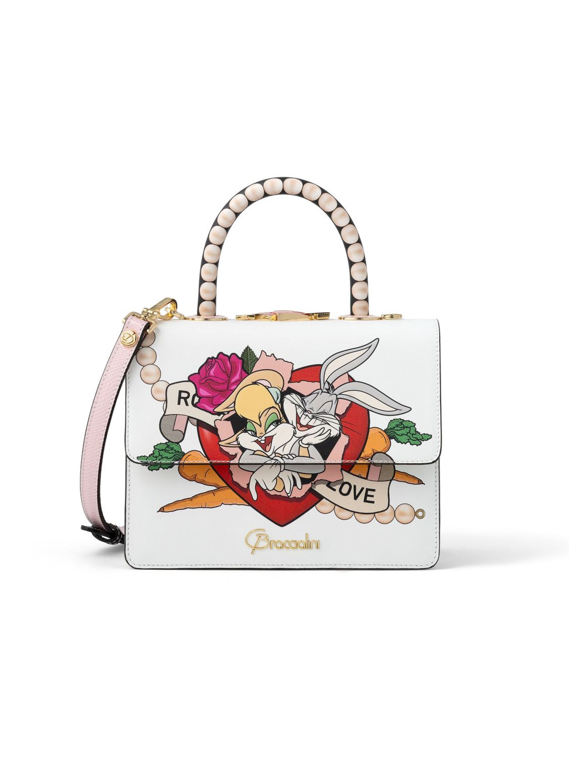 Braccialini - Bolso de mano 'Audrey Print Looney Tunes' en blanco: frente