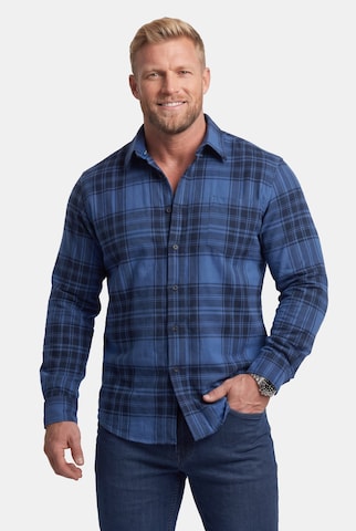 Men Plus Comfort fit Button Up Shirt in Blue: front