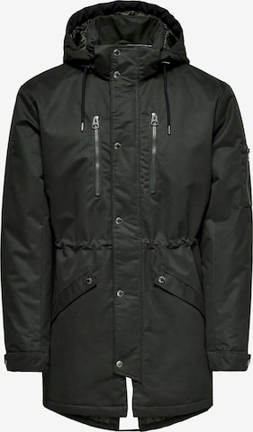 Only & Sons Téli parka 'Klaus' - zöld: elől