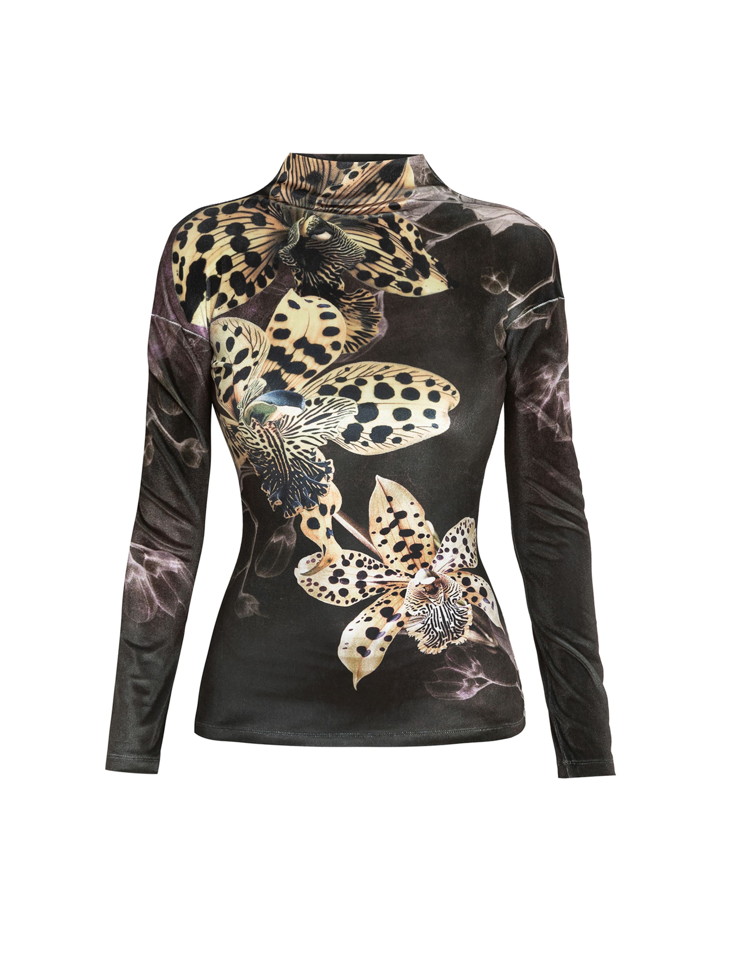 JIORO Blouse 'LEO ORCHID' in Black: front