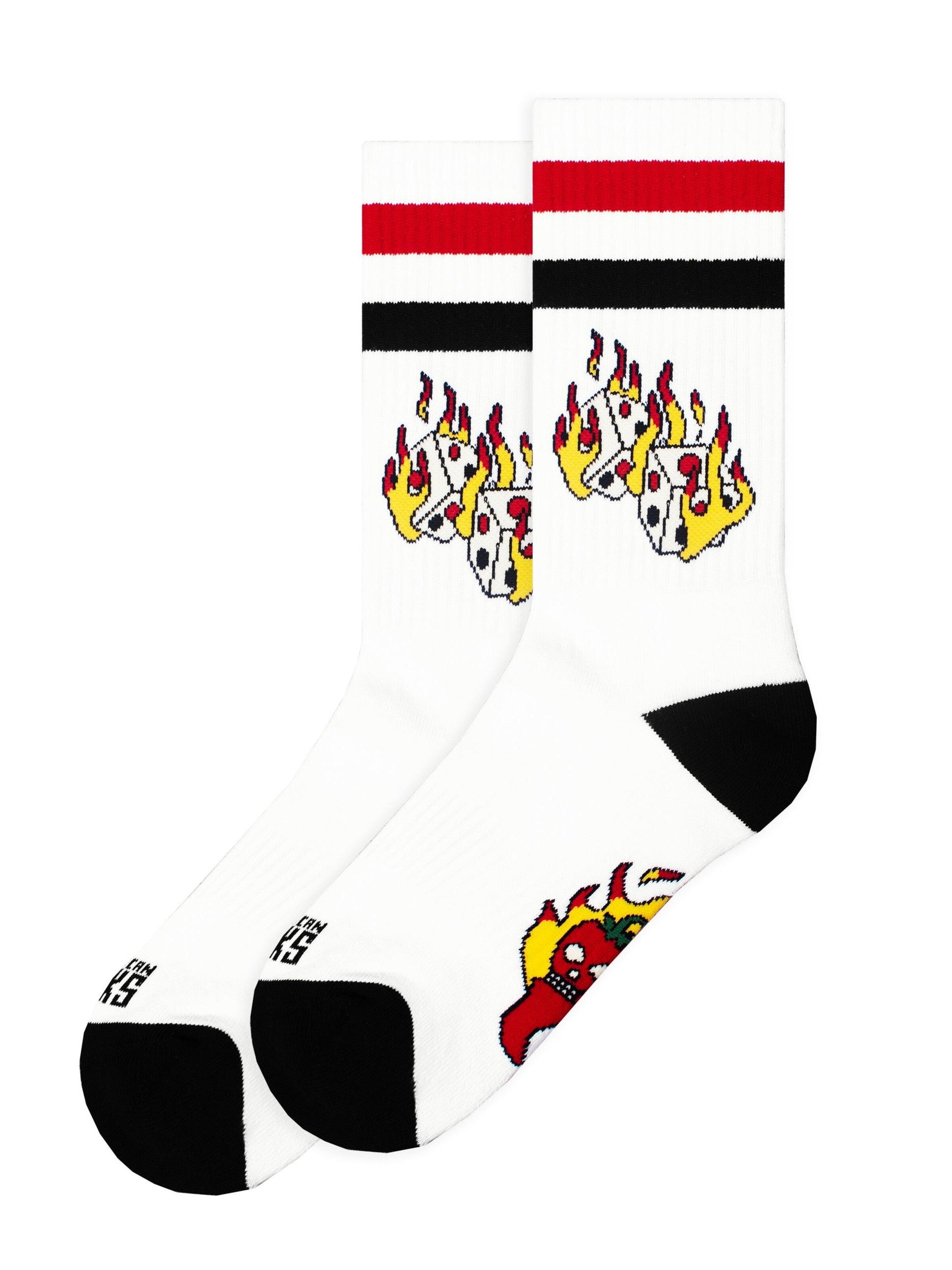 American Socks Socks 'Roll the dice - Mid High' in White: front