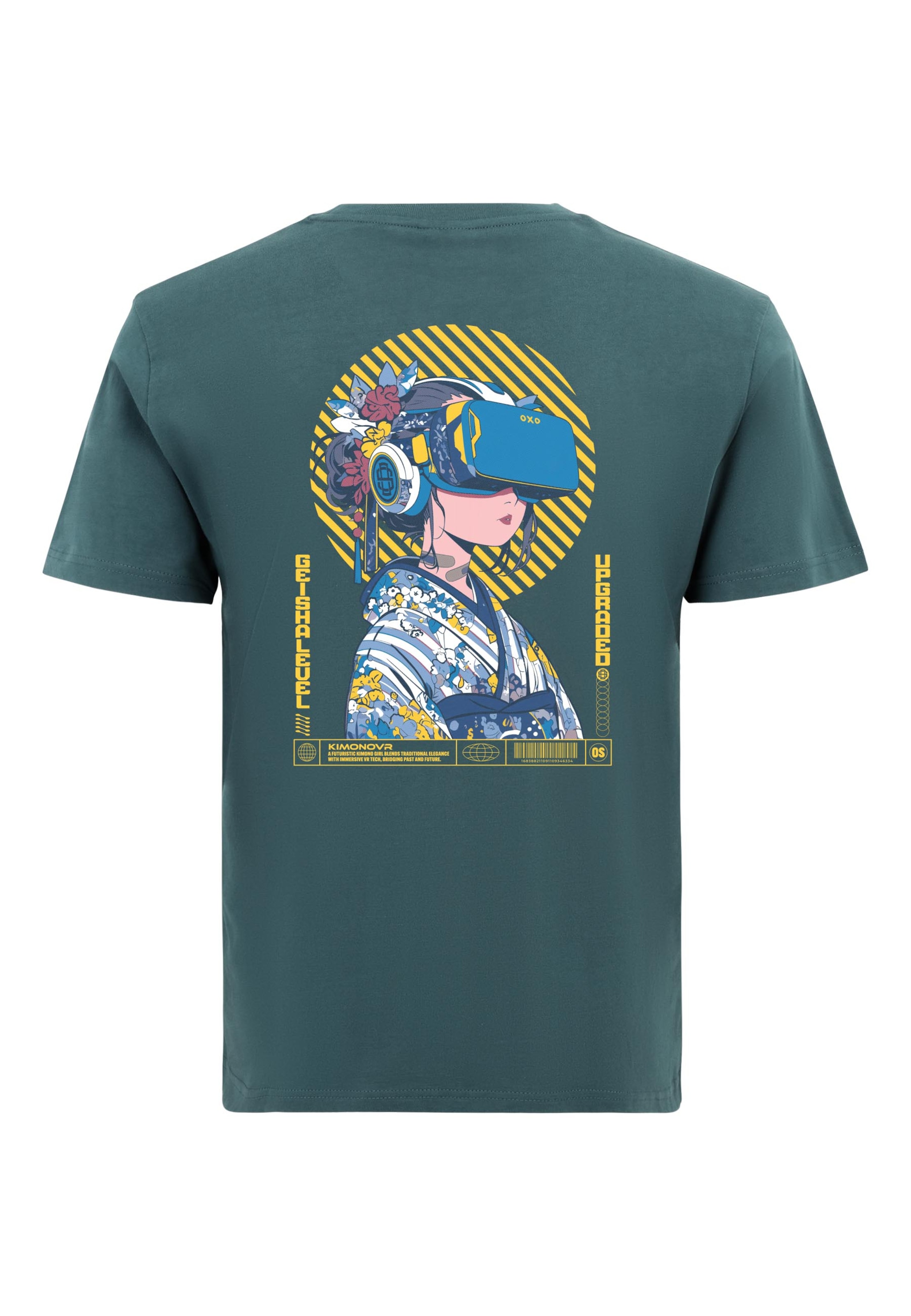 Oldskull Shirt 'Asian Virtual Geisha Logo Graphic' in Blauw: voorkant