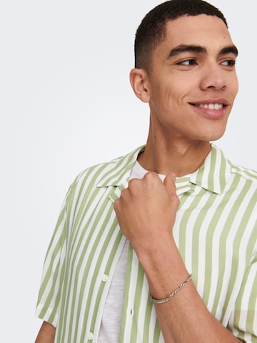 Only & Sons Comfort fit Button Up Shirt 'Wayne' in Green