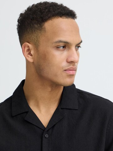 BLEND Comfort fit Button Up Shirt ' BHAban Cuba Linen Mix ' in Black