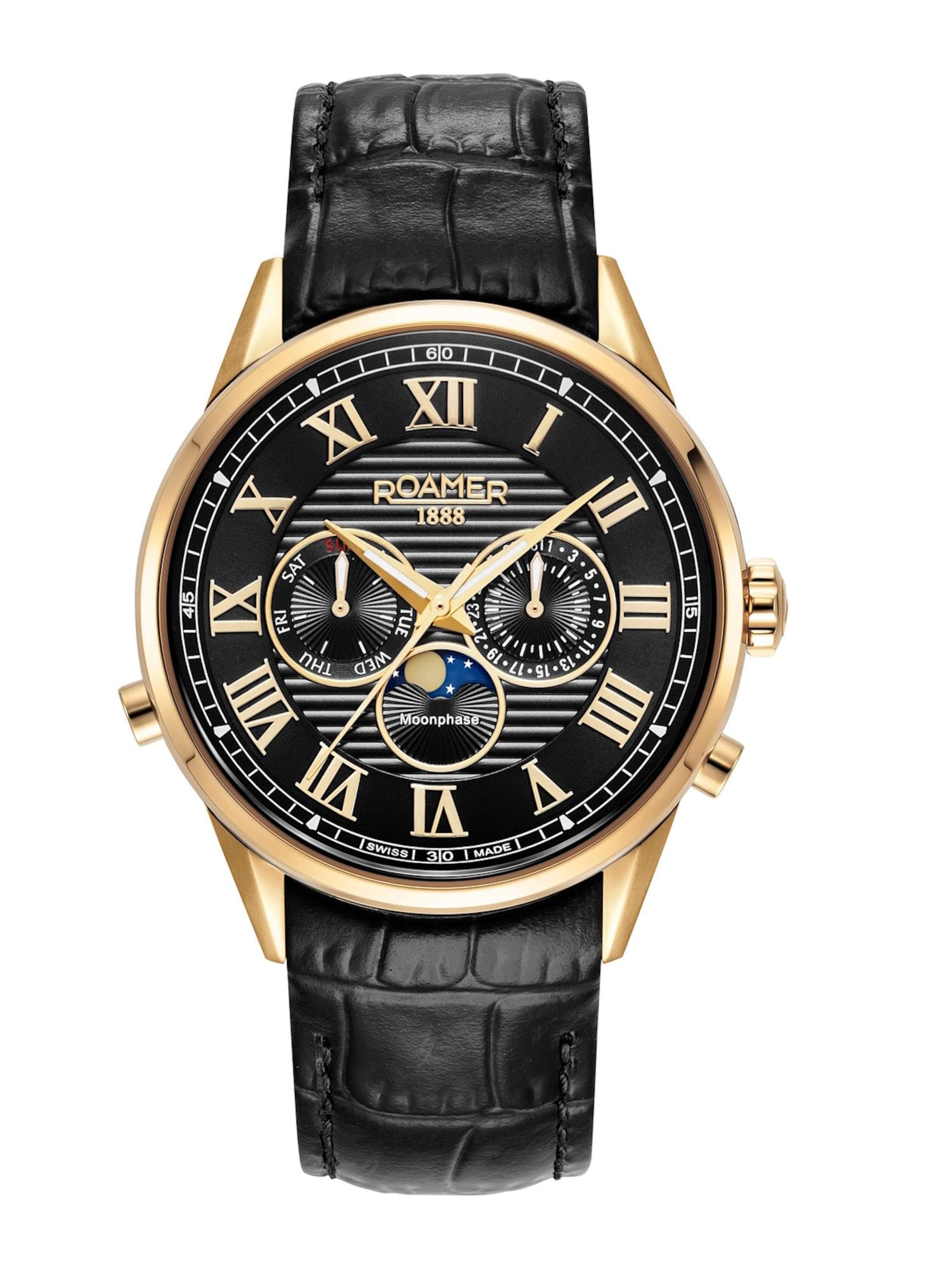 Roamer Analog Watch 'Superior Moonphase' in Black