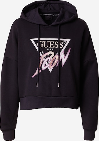 Bluză de molton de la GUESS pe negru: față