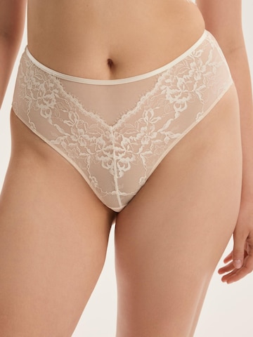 ESOTIQ - Panti 'Hipster Cloe, hohe Leibhöhe, florale Spitze, transparent' en beige