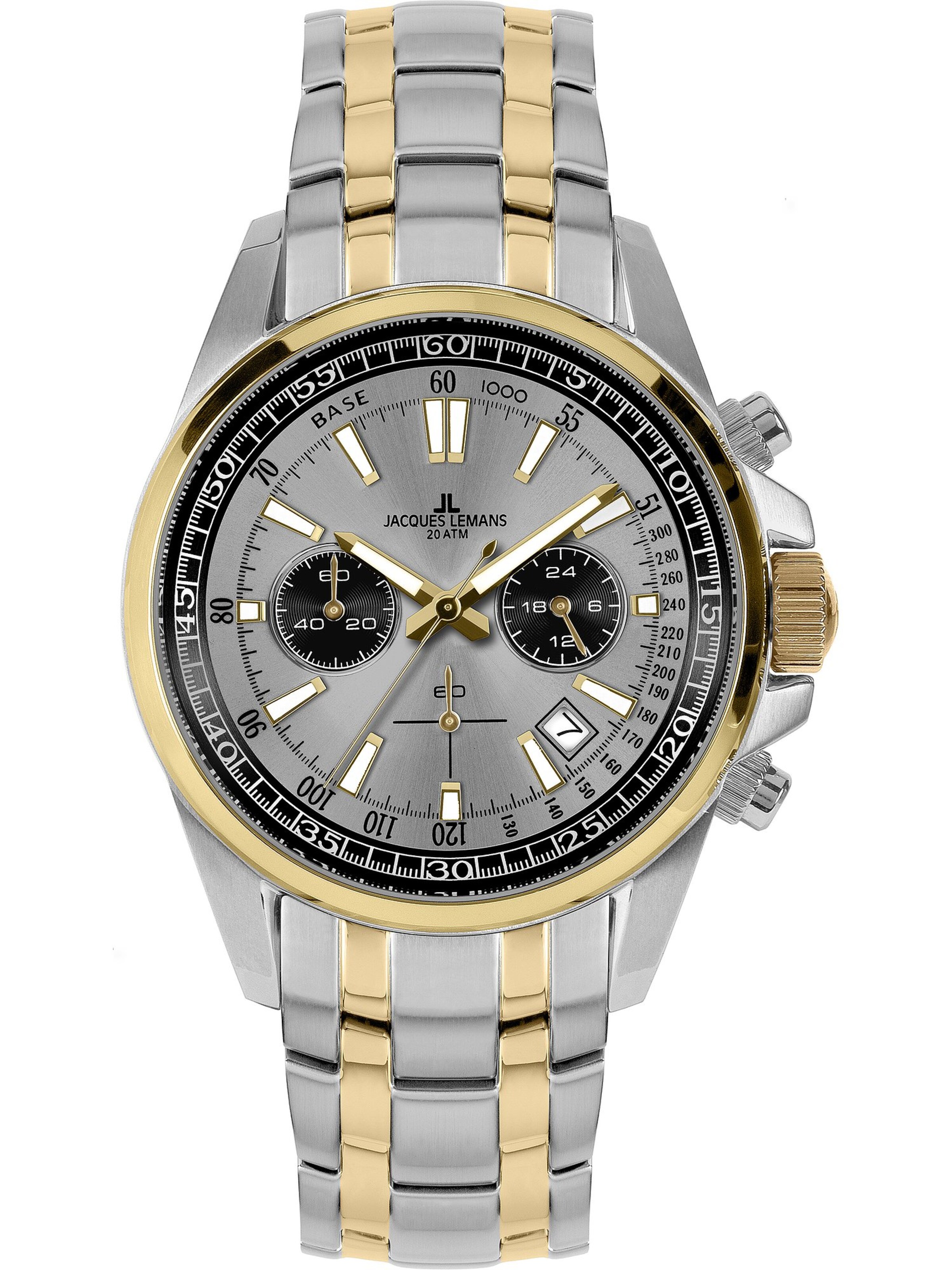 Jacques Lemans Analoguhr in Silber: Vorderseite