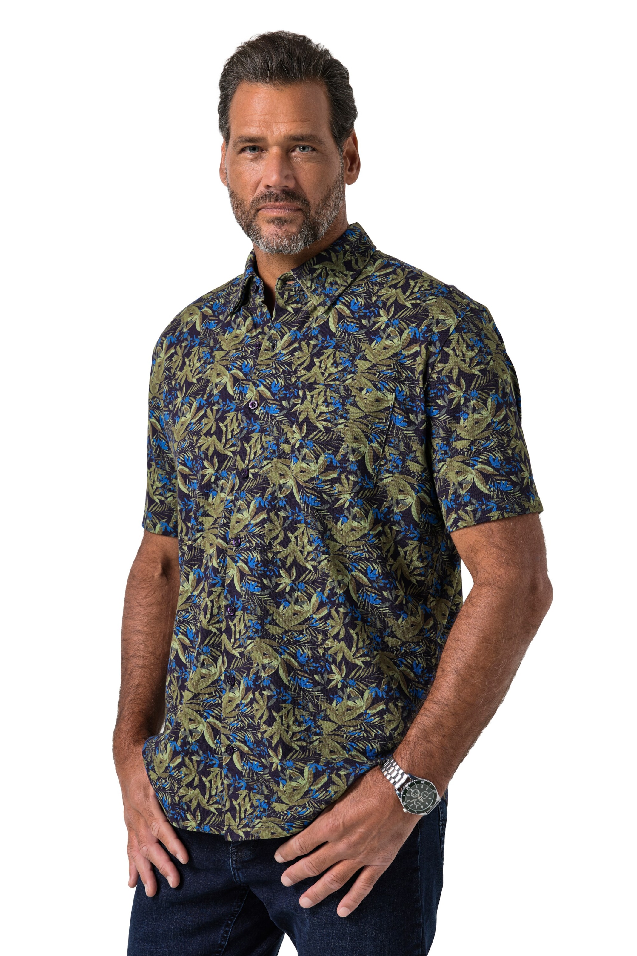JP1880 Comfort fit Button Up Shirt in Blue: front